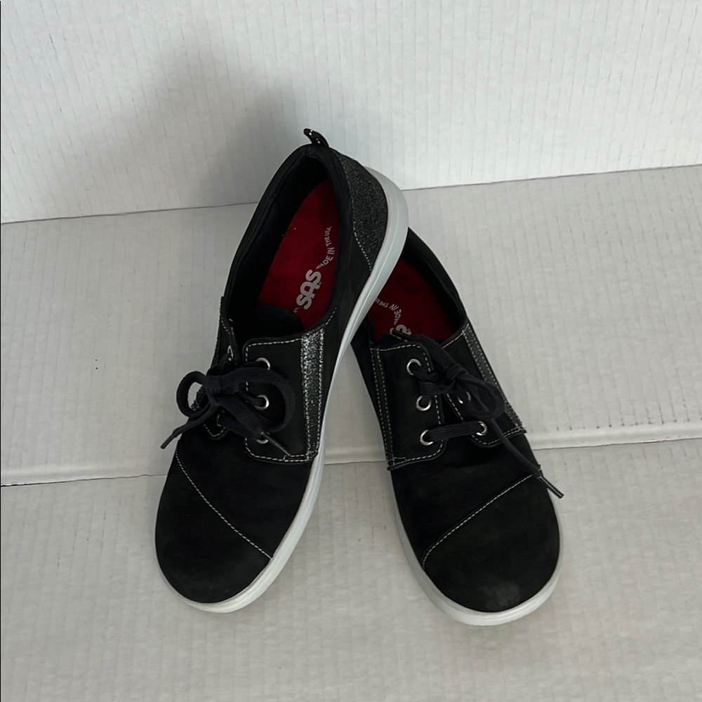 SAS Black Sneakers with White Soles